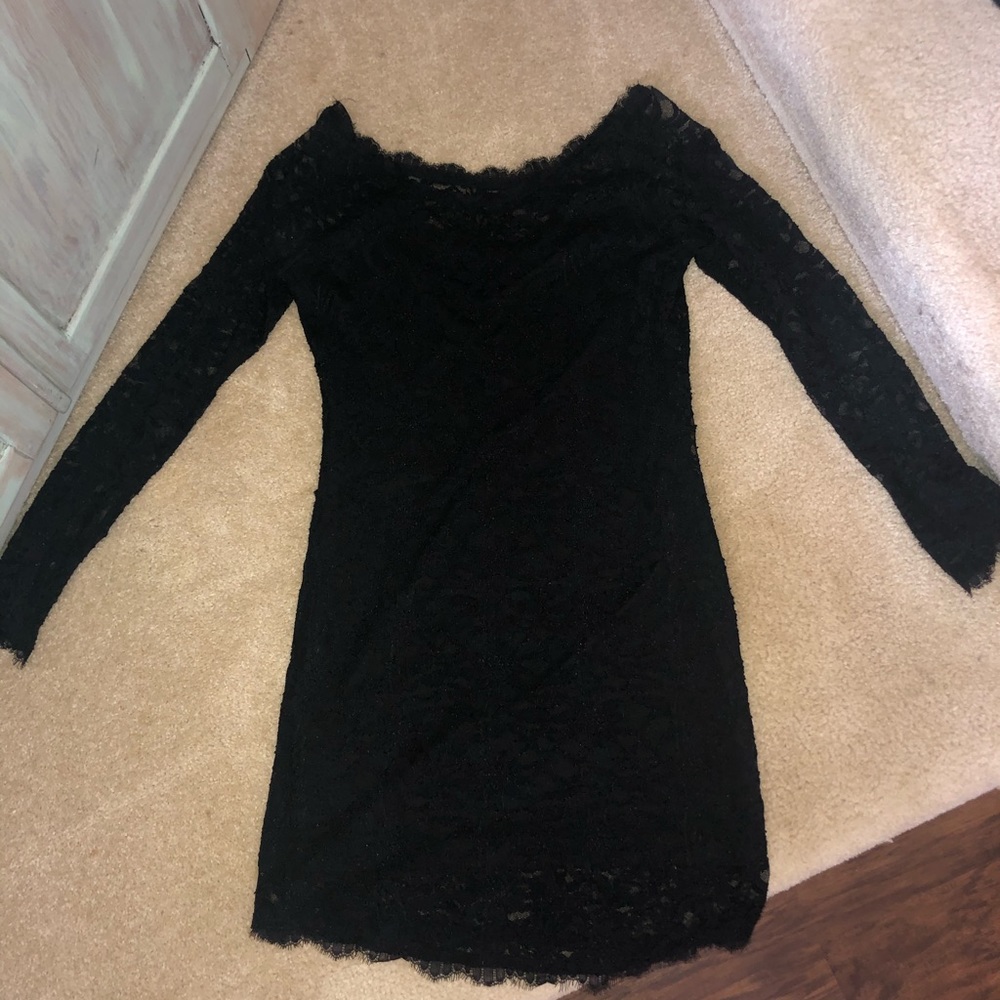 Long sleeve black lace dress